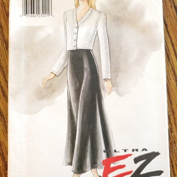 90s Vogue Pattern 9437 Fitted Waist Jacket V Neck Pullover A Line Dress 6 8 10 - Picture 1 of 3